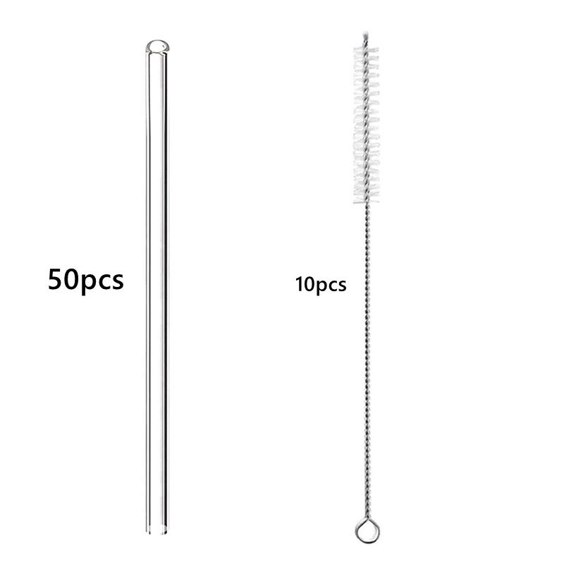 50PCS 20cm Reusable Straws Glass Drinking Straws Multi-color Eco-Friendly Straws for Cocktail Smoothies Bar Accessory Barware