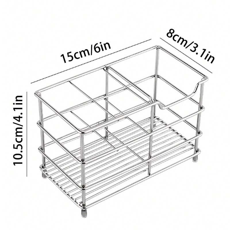 Stainless Steel Toothbrush Holder Free Standing Shaving Equipment Storage Rack for Bathroom Vanity Countertop Use