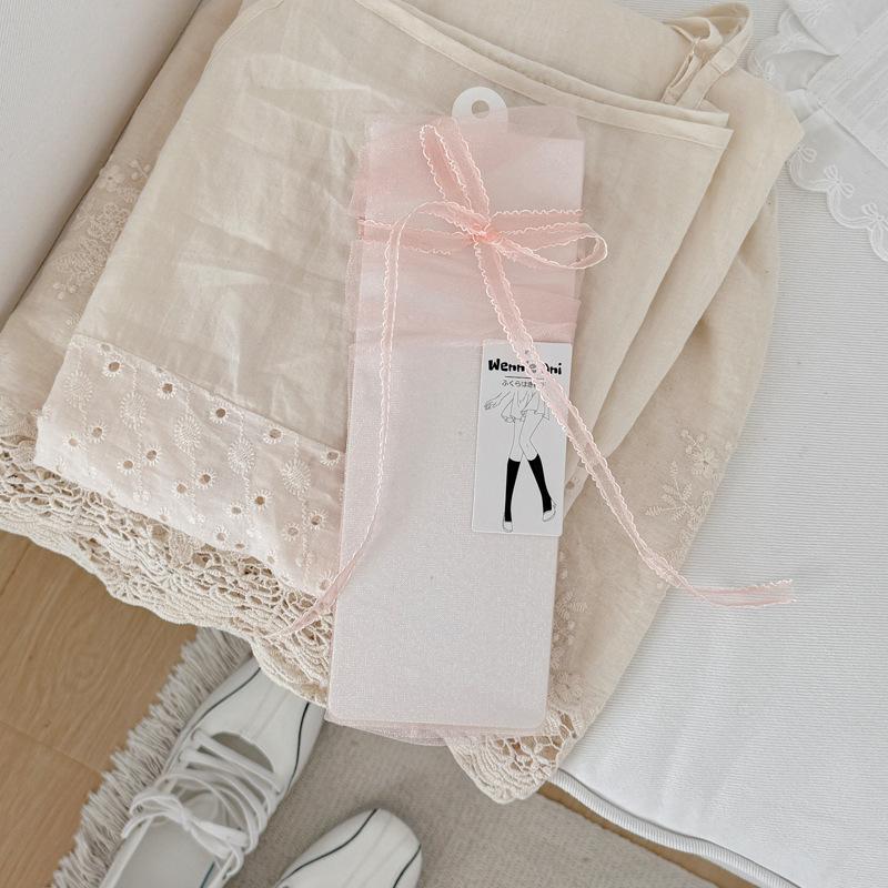 See Through Transparent Women Socks Colorful Star Summer Ultra-thin Nylon Loose Long Socks Women Sweet Girls Mesh Lace Socks Sox