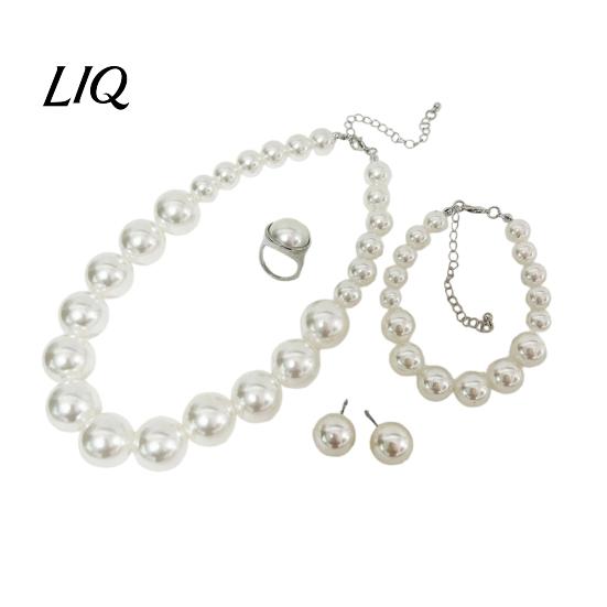 Wedding Necklace Earrings Bracelet 3Pcs/Set Imitation Pearls Jewelry Set, Adjustable Length Choker with Ear Studs Bridal Accessories And Bracelet, Set