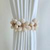 Cute Khaki White Warm Color Plush Bear Flower Curtain Tie Kids Girl Bedroom Livingroom Curtain Folding Bind Rope Home Decoration