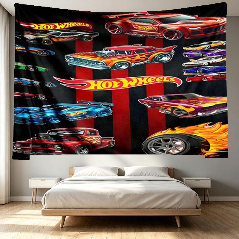 Hot Wheels Print Tapestry - Portable Wall Decor Cloth, for Home, Dorm, Travel, Bedroom, Living Room - Ideal Birthday Housewarming Gift