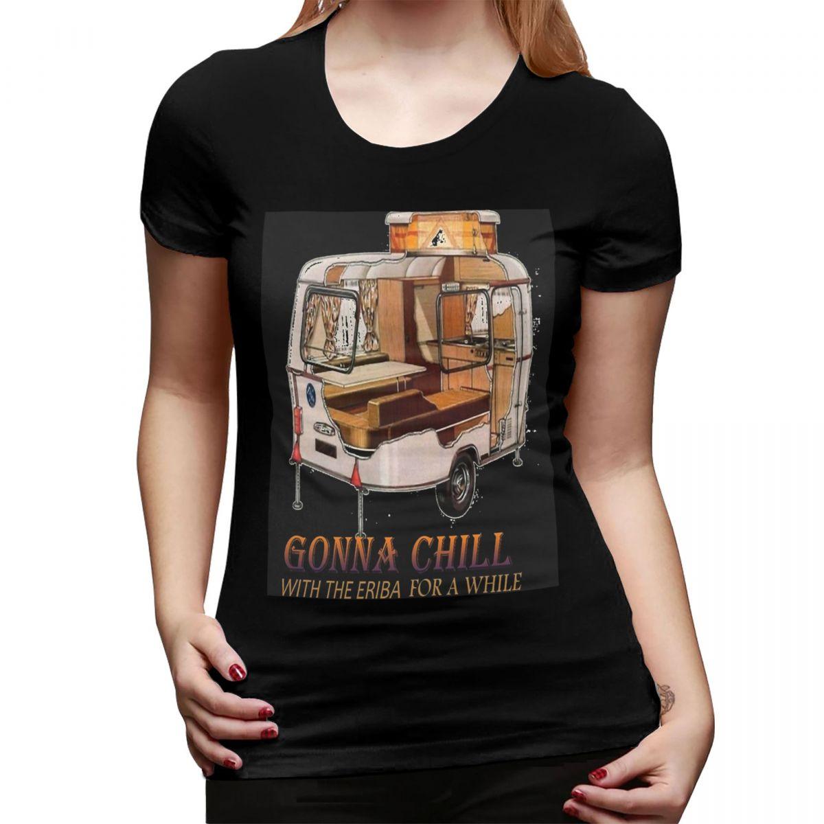 

CHILLING WITH ERIBA TShirt for Women Crew Neck Streetwear T Shirts Womens Tees Short Summer Clothes Tops 4XL