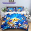Hedgehog Sonic Patterned Pillowcase & Duvet Cover Set Anime Room Decor Bedding Bedroom Decoration for Lovers.-TING