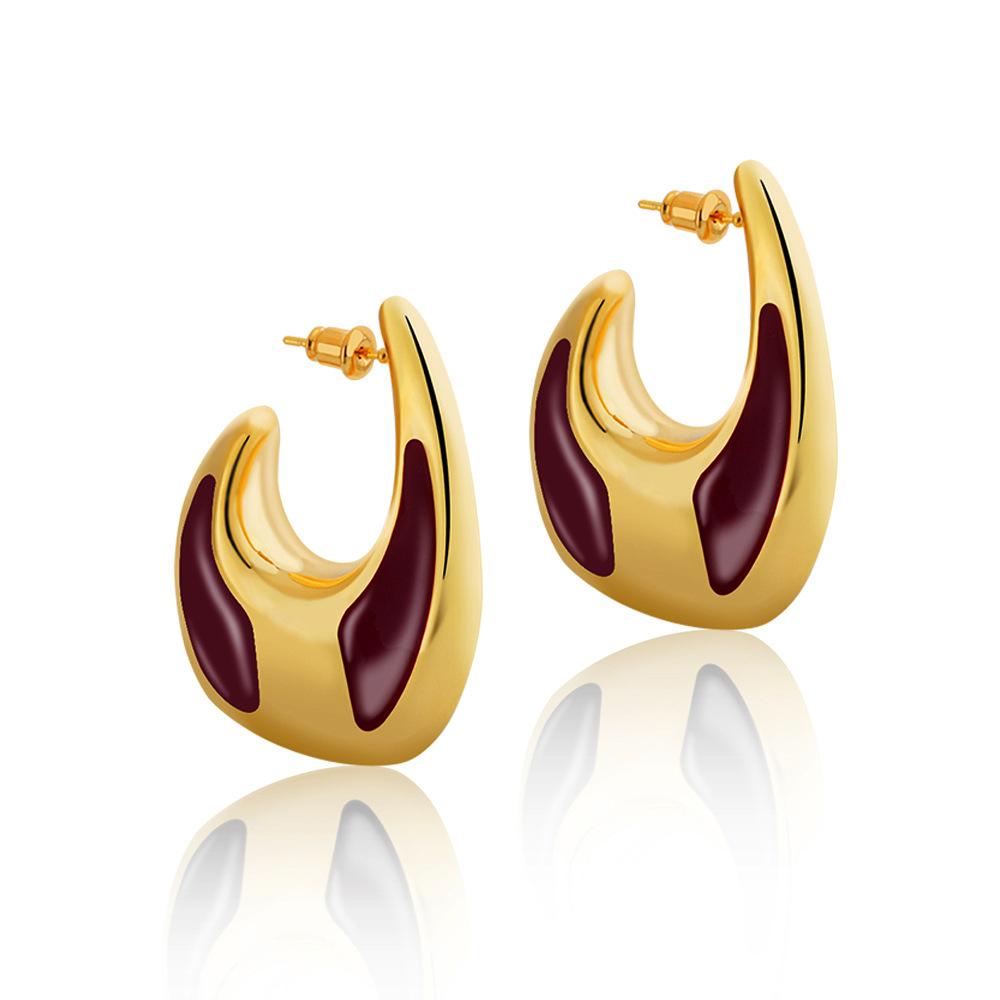 Европейские Высококлассные Неправильные Крупные Серьги-Гвоздики Легкая Роскошь Эмалированные Геометрические Серьги-Заявление для Женщин