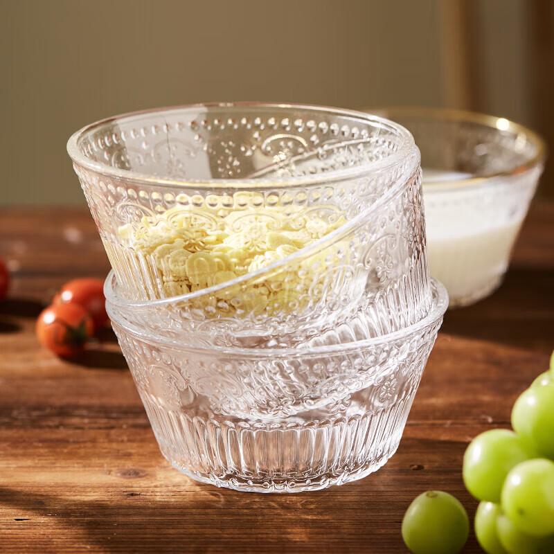 NERVISHI Vintage Embossed Glass Bowl 2-Piece Set