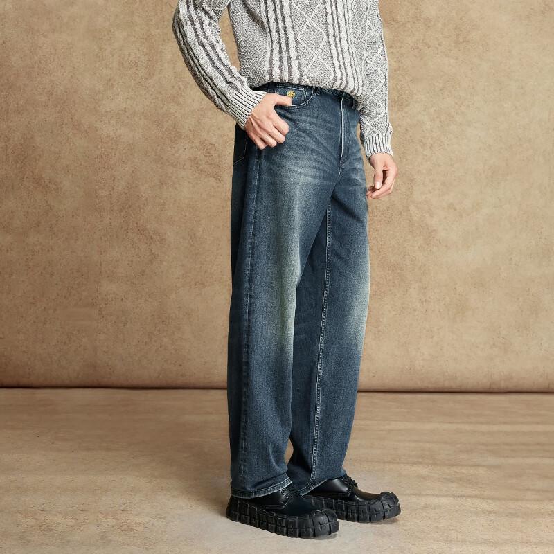 JACK&JONES Men's Loose Fit Embroidered Denim Jeans