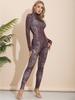 Frauen Yoga Tanz Sport Fitness Workout Overalls Body Langarm Einfarbig Lange Overall