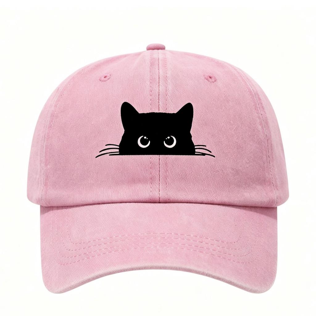 Small Black Cat Print Retro Street Feng Shui Wash Men and Women Baseball Cap Casual Outdoor Sun Hat