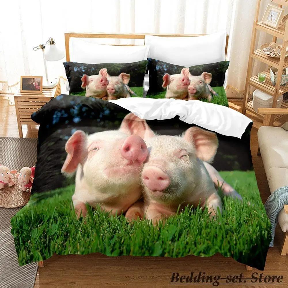 Funny Pig Bedding Set Single Twin Full Queen King Size Bed Set Aldult Kid Bedroom Duvetcover Sets Anime Parure De Lit Bed