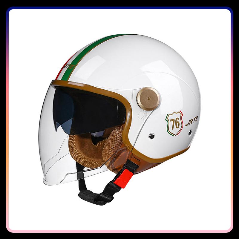 3/4 Open Face Helmet Daul Visor Retro Semi-open Helmets Men Women DOT ECE Double Lens Jet Helmets Motorcycle Accessories