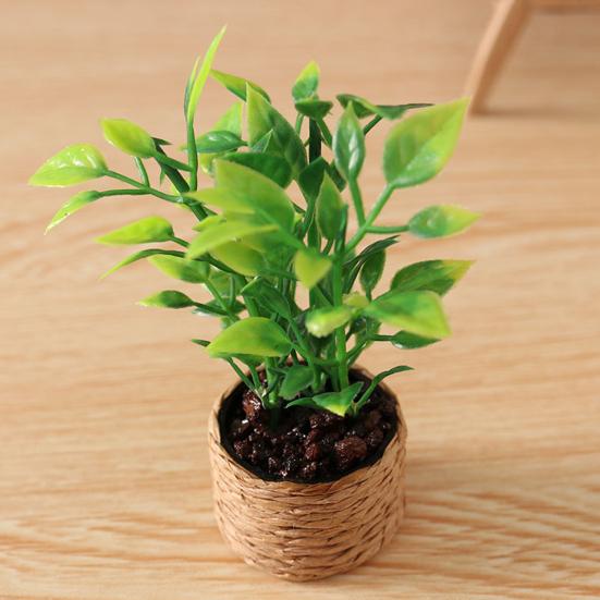 Mini Potted Plant Cute Collectible Plastic Doll House Orange Tree Model