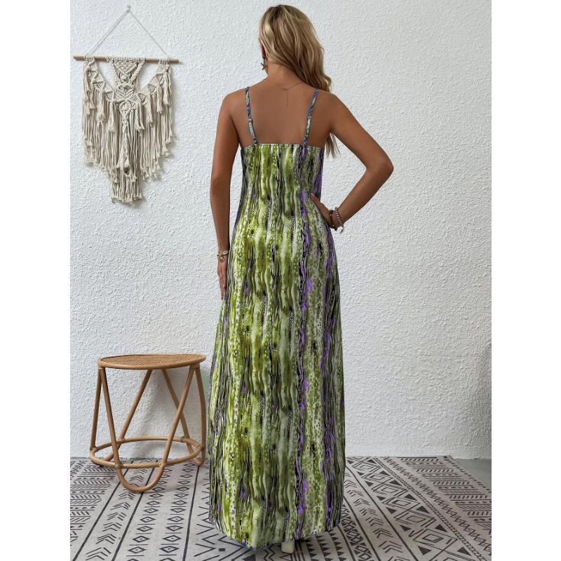 Spring and Summer European and American Women's Women's Printed Sling Dress Women