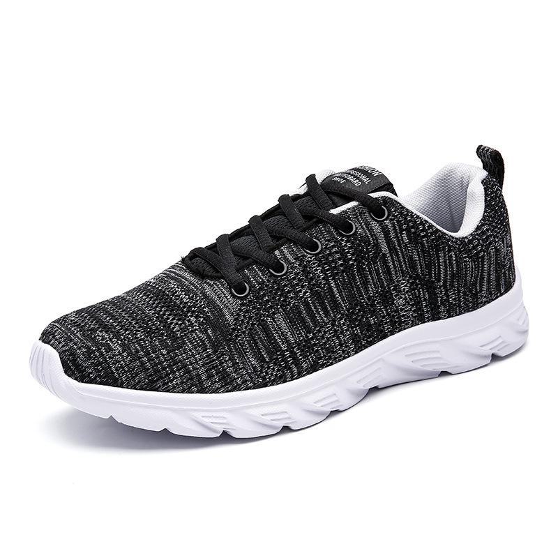 Men's Black Breathable Mesh Running Shoes with Air Cushion and Shock Absorption, Soft Sole, Large Size.
