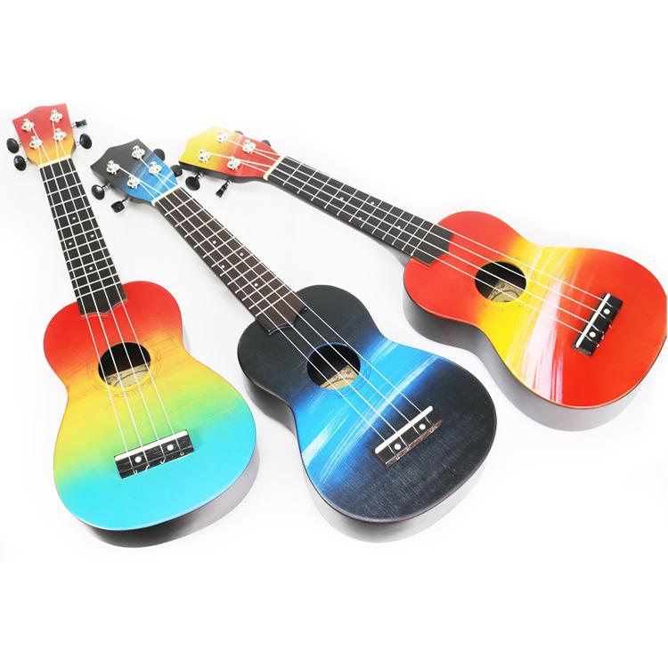 Hand-Painted 21-Inch Cartoon Ukulele for Beginners - Playable Student Instrument