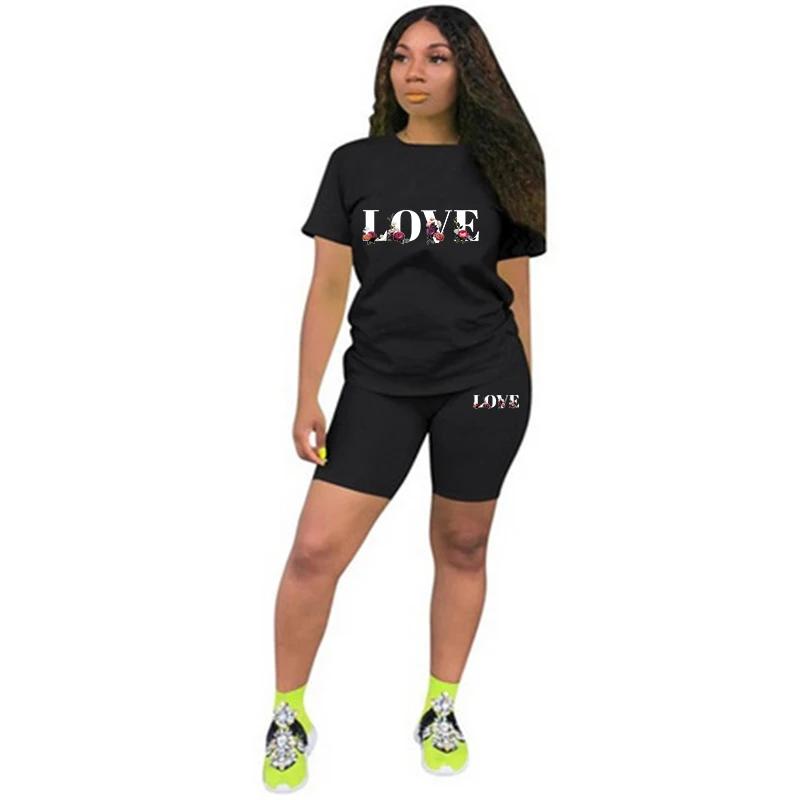 Sommer-Outfits Damen Trainingsanzug Druck Lässiges Shorts-Set Outdoor-Sport Jogging Damenbekleidung Tägliches T-Shirt Shorts 2-teiliges Anzug