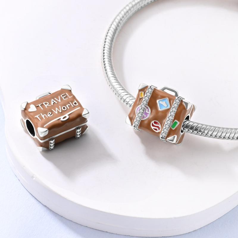 Brown Series Animal Coffee Heart Handbag Copper Fit Charms Copper Original Bracelet For Jewelry Making
