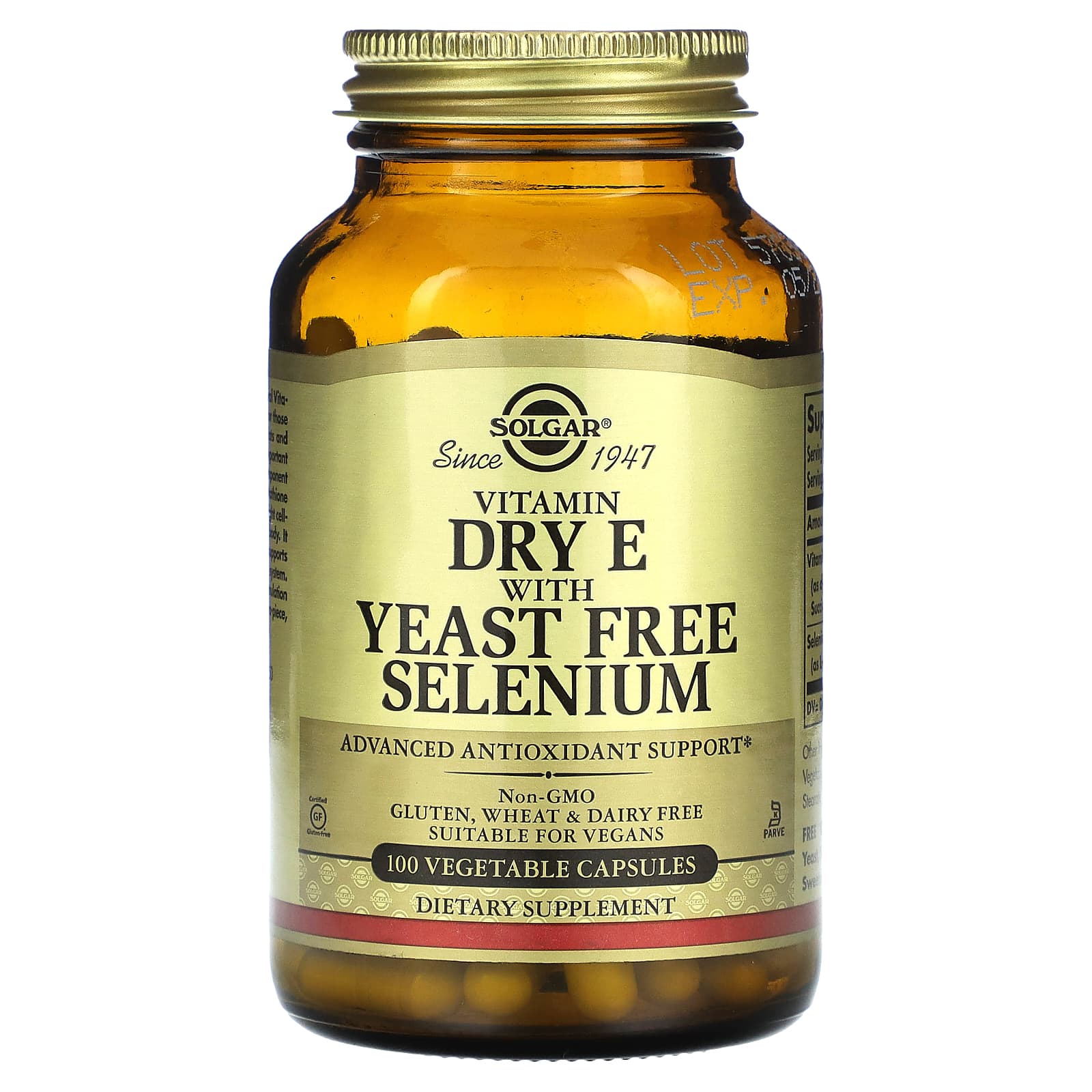 

Solgar, Vitamin Dry E with Yeast-Free Selenium, 100 Veggie Capsules