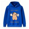 Kids Boys Girls Hooded Pullover Sweatshirt, Cute Capybara Lift First Chill Later Graphic Casual Soft Long Sleeve Hoodie For Daily Workout Playwear