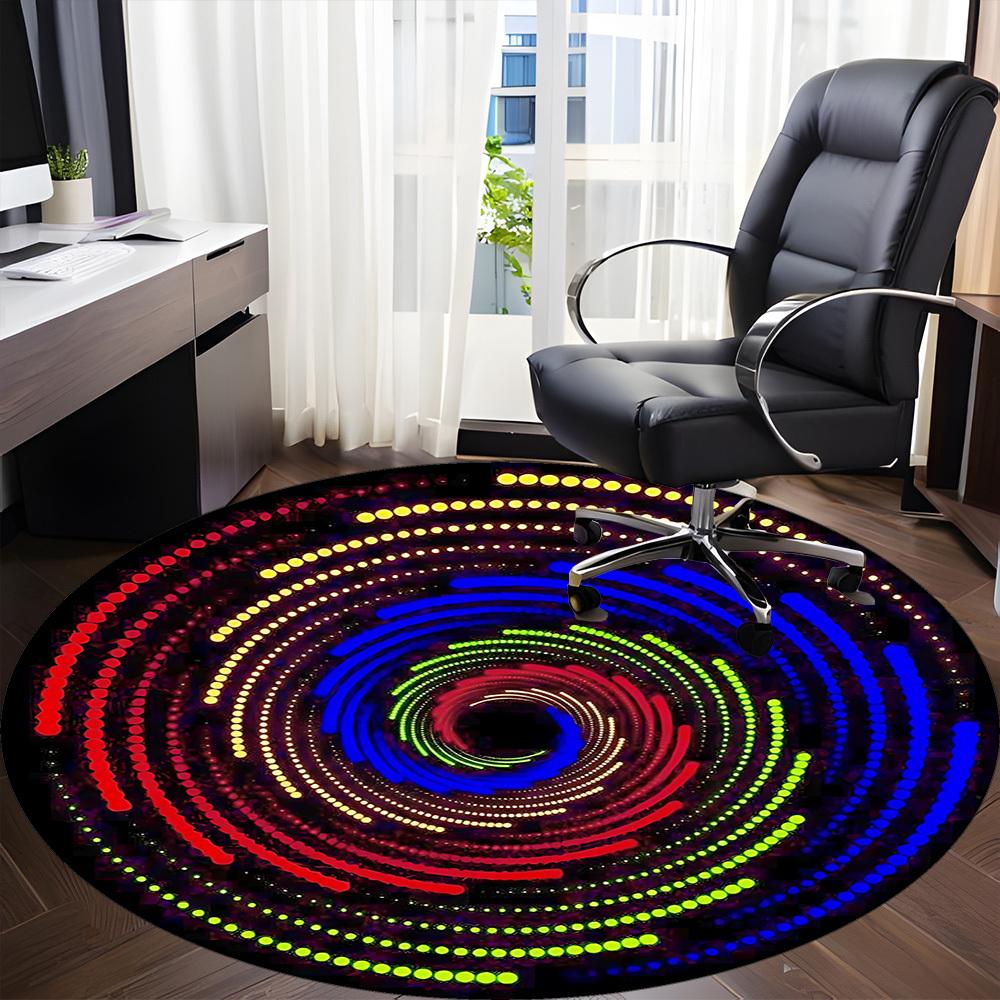 1pc Neon Lights Carpet, Round Non Slip Durable Large Size Office Carpet, Suitable for Office