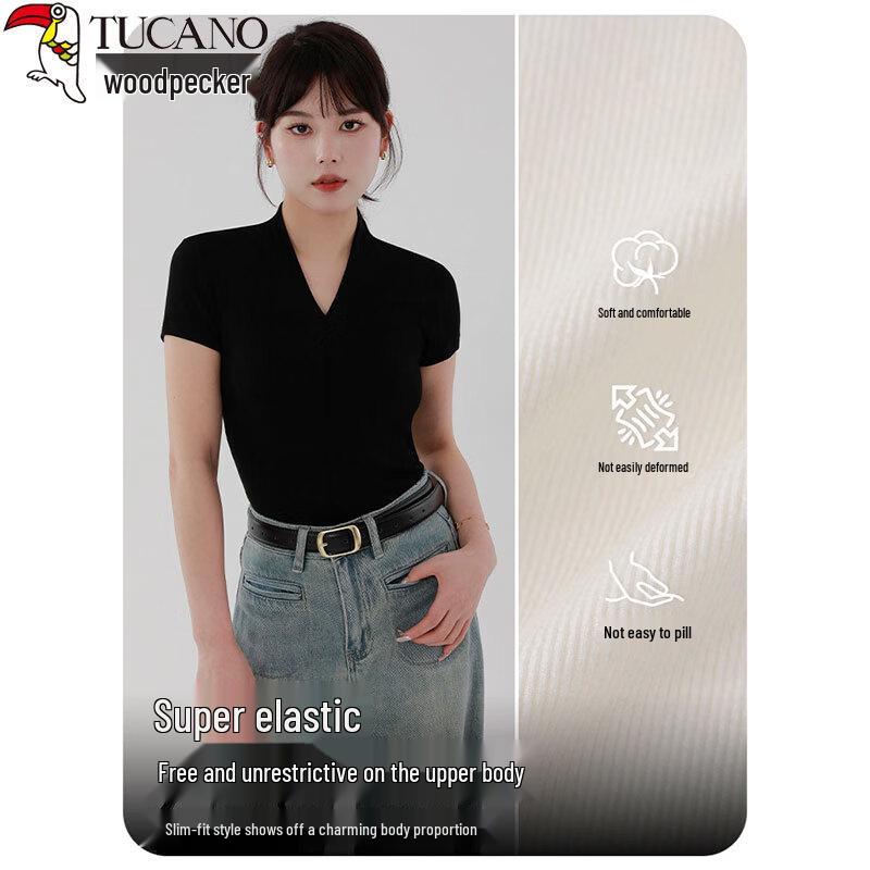 Women's V-Neck Slim Fit Short-Sleeve T-Shirt