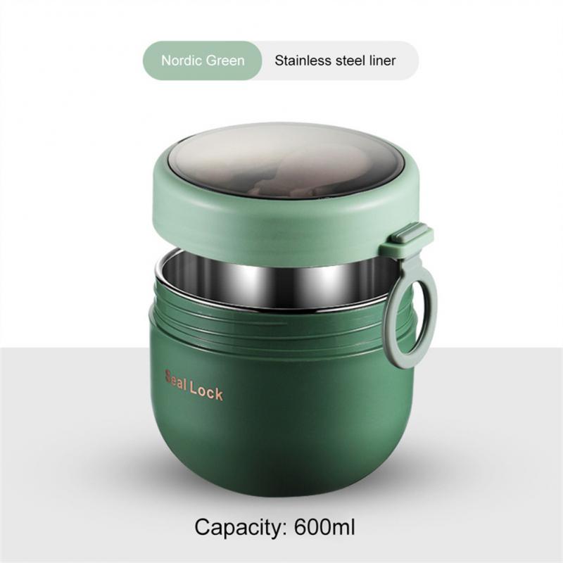 600ML Portable Plastic/Stainless Steel Lunch Box Heatable Vacuum Insulation Box Thermos Soup Storage Containers Kids Bento Boxes