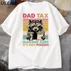 Dad Tax Raccoon T Shirt Men Funny Father T-Shirt Retro Cotton Short Sleeve Graphic T Shirts Round Neck Loose Fathers Day Gift