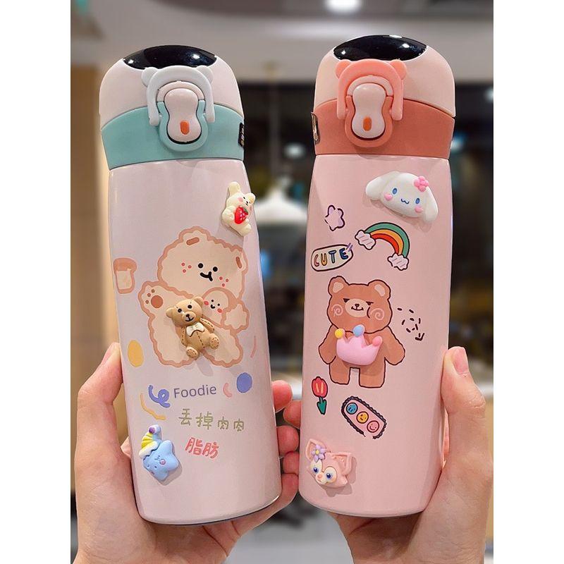 Large Capacity Thermos Cup Primary School Girls Water Cup with Straw Good-looking Maternity Cute Portable Children Cup