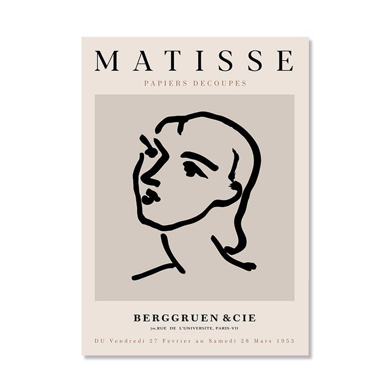 Abstract Matisse Wall Art Canvas Painting Nordic Woman Lines Coral Leaf Posters and Prints Wall Pictures for Living Room Decor