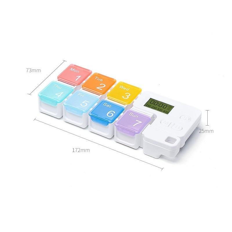 1 st Liten pillerask med 3/5/7 fack Veckoförpackning Tidsinställd Bärbar Intelligent Läkemedels påminnelseenhet Reseförvaring