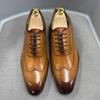 Fashion Mens Size 7-12 Oxford Shoes Wingtip Genuine Calf Leather Luxury Lace-Up Business Office Brogue Dress Shoes for Men