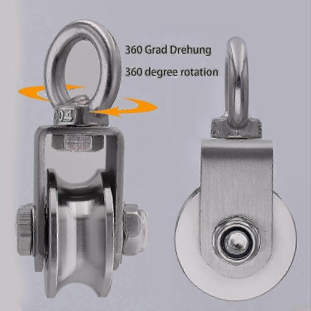Puleggia di Sollevamento da 500 kg con 2 Cuscinetti e Ruota Cavo in Acciaio Inossidabile 304 da 48 mm per Edilizia/Ponteggi