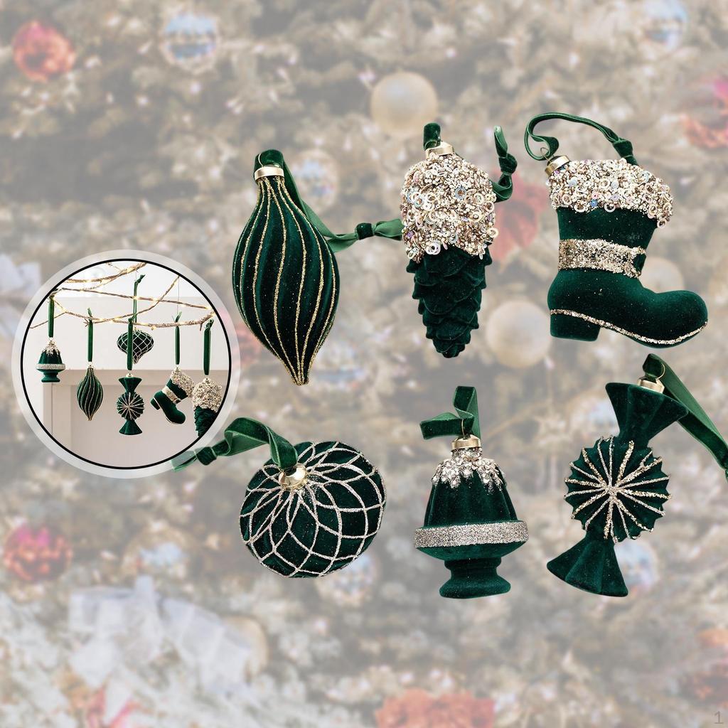 6 Pièces Ornements de Noël à Suspendre pour Décorations d'Arbre Artisanat Ornement Pendentifs Boules