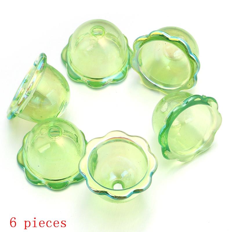 DIY Keychain Jewelry 6 24Pcs Transparent Wind Bell Acrylic Beads Multiple Sizes for Bracelet Necklace Hanging Decoration