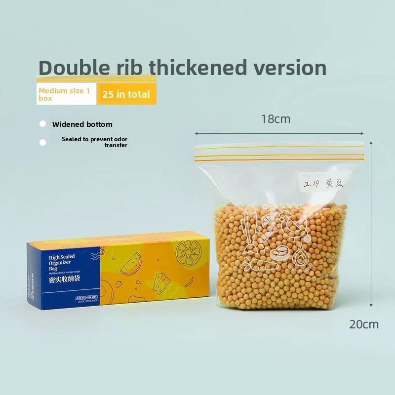 Frischkostverpackung - Dicke Kühlschrank-Frischhaltefolienbeutel mit doppelter Siegelnaht - Gefrierbeutel mit doppelter Knochenversiegelung - Verpackt in Kartons