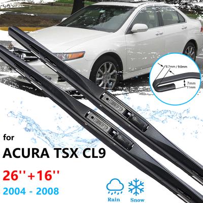 For Acura TSX CL9 Honda Accord 2004 2005 2006 2007 2008 Front Frameless Wiper Blades Silicone Washers Car Accessories U J
