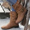 Medium boots, European and American short boots, retro Martin boots, belt buckle solid color low heel large size fashion boots