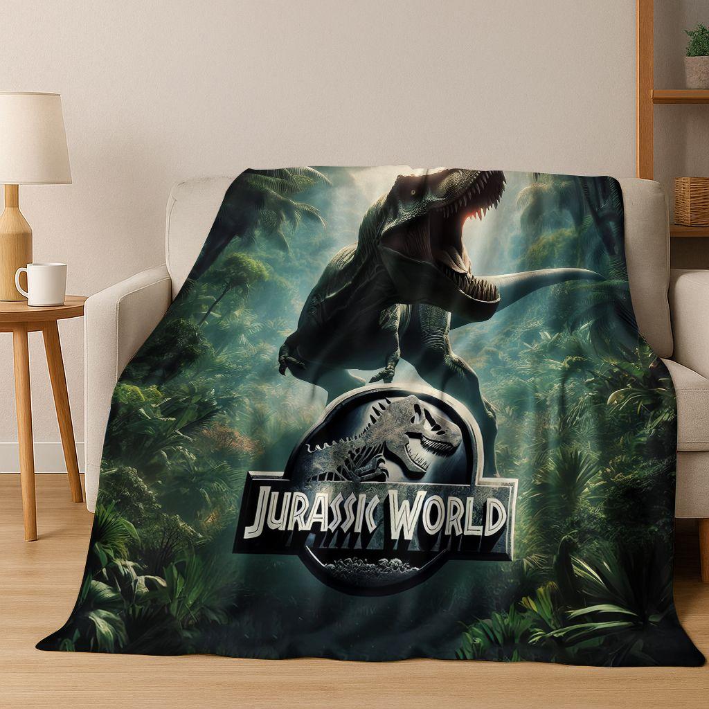 Classic Jurassic Park Dinosaur Movie Tyrannosaurus Rex Flannel Blanket,Cozy Soft Throw Blanket for Home Bedroom Bed Sofa Cover