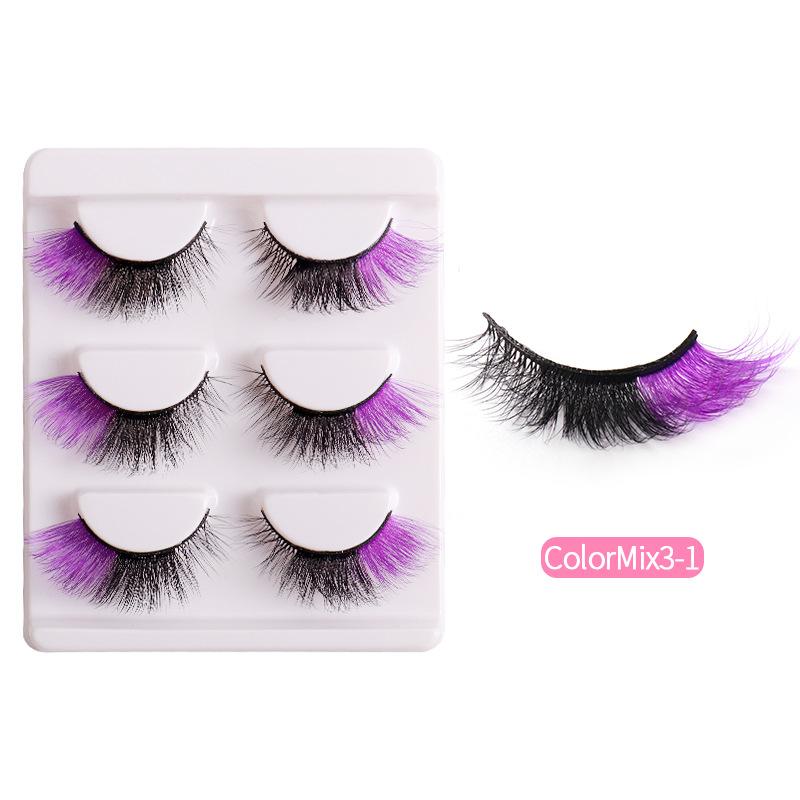 High Imitation Color Fried Hair Mink Hair False Eyelashes Grafted Eyelashes Dense Curled Eyelashes