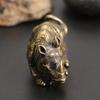 1Pc Exquisite Vintage Brass Rhino Figurine - Handcrafted Miniature Sculpture Ornament for Interior Home Decor with Copper Accents and Unique Carving