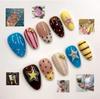 24PCS Retro Colorful Stripes Almond False Nails Pink Polka Dots Sweet French with 3D Flowers Fake Nails Wearable Nails Press On