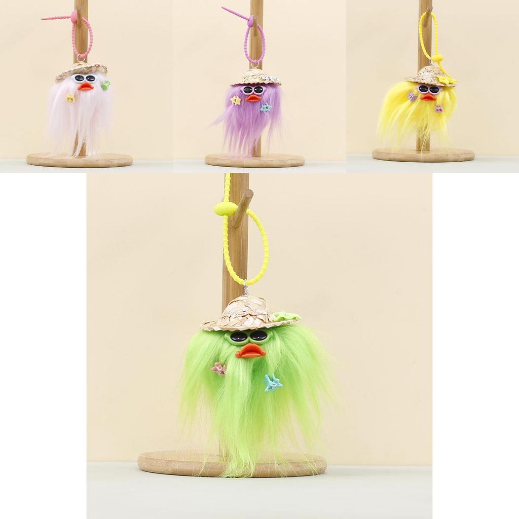 Plush Duck Keychain With Cute Straw Hat For Bag Decoration And Gift Ideas