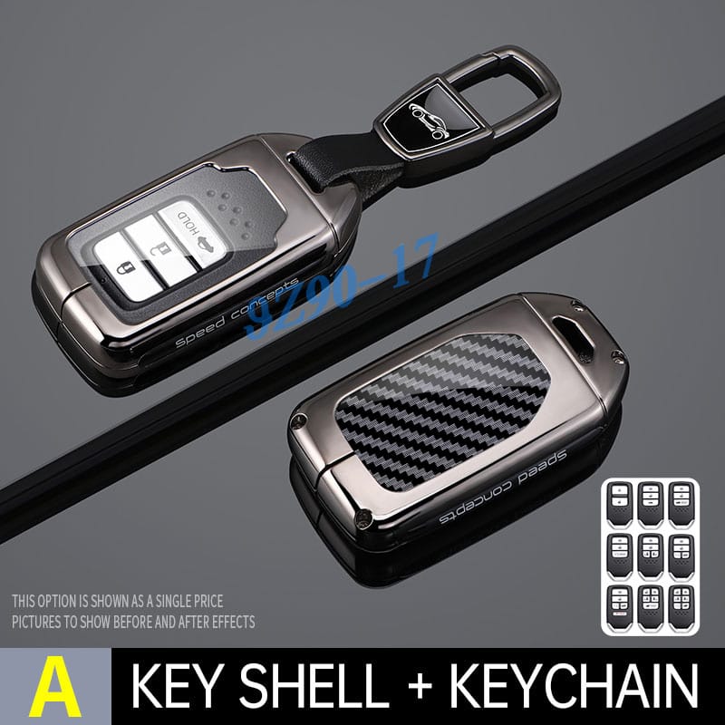 Metall Kohlefaser Auto Schlüsselanhänger Hülle Abdeckung Schlüsselring Für Honda Civic Crv Hrv Accord Ridgeline Insight Clarity Odyssey Pilot