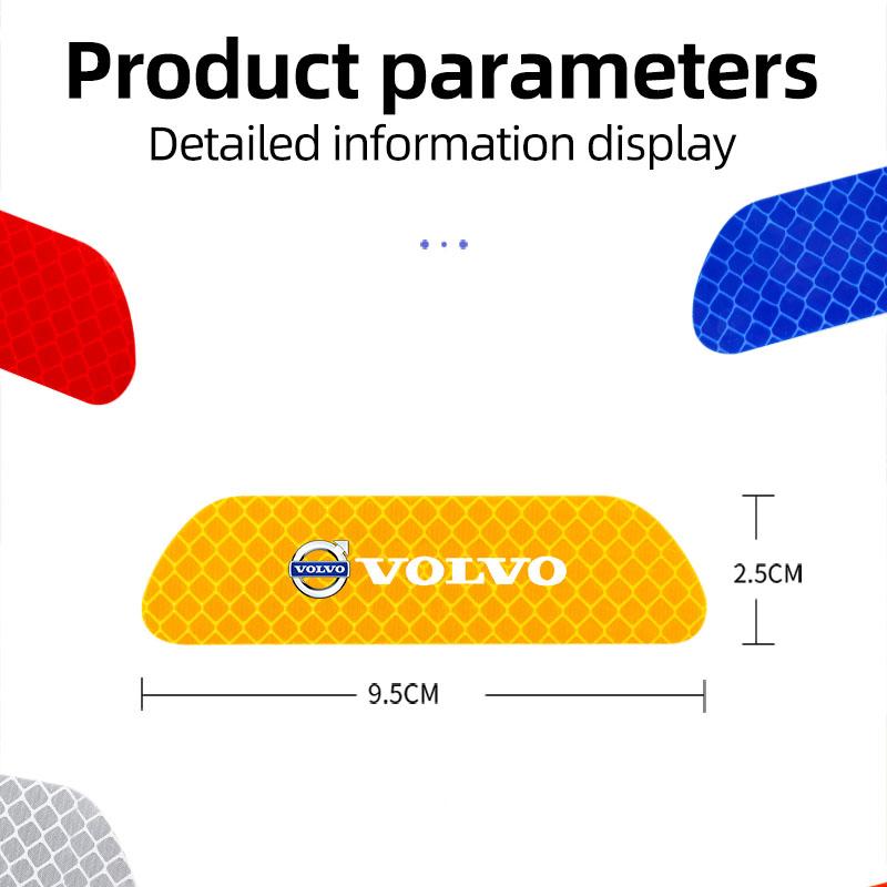 4Pcs Car Door Safety Warning Reflective Mark 3D Sticker For Volvo XC90 V90 V60 XC60 V40 S80 S60 S90 C40 XC40 V70 XC70 C30 C70