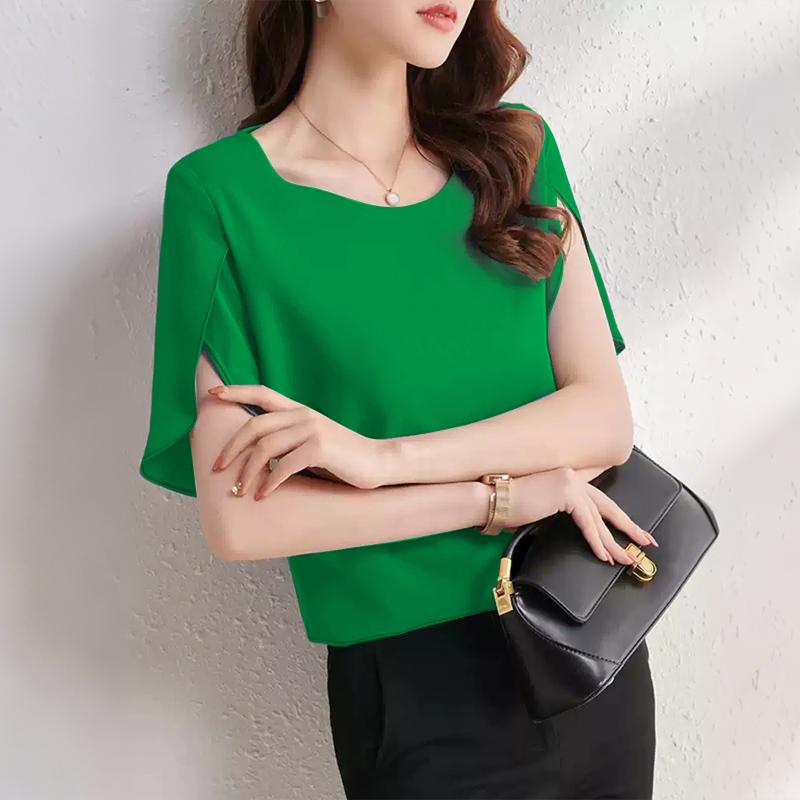 ZANZEA Blusa holgada informal de manga corta con cuello redondo de verano para mujer