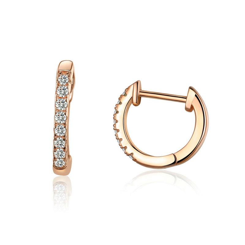 Bamoer 14K Gold Plated 925 Silver Cuff Earrings with Cubic Zircon, 10 Colors Huggie Stud for Women Girl SCE498