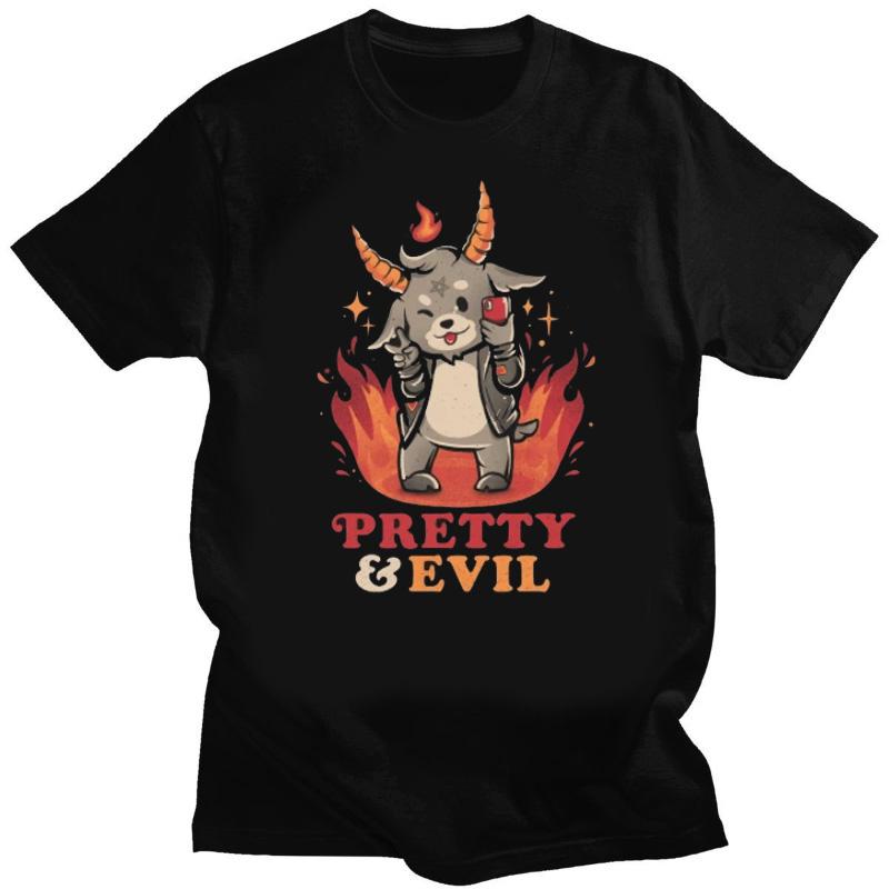 Men Short Sleeve T Shirt Cool Baphomet TShirt Kawaii Satan Demon Ghost Occult Goat Graphic Shirts Kawaii Clothing Anime Shirt