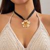 Ethnic style retro flower necklace female niche versatile flannel flower collar necklace
