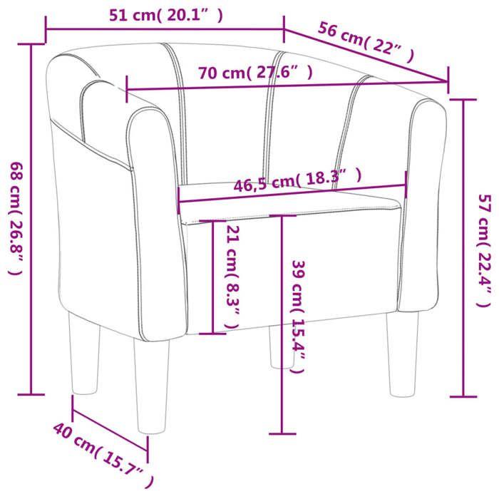 VidaXL Fauteuil Cabriolet, Chaise avec Accoudoirs, Canapé avec Dossier, Siège Rembourré, Meuble de Salon Chambre Bureau, 356430