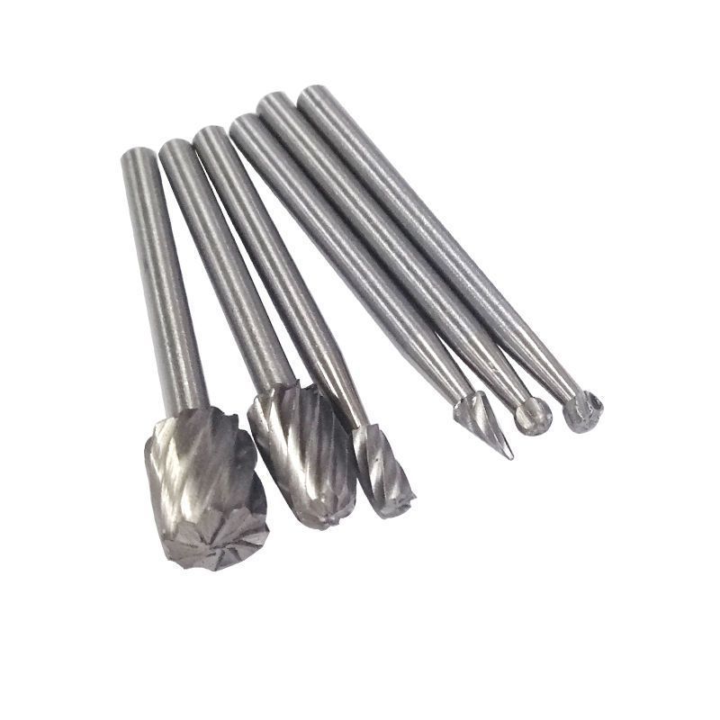 6PCS 3.17mm Shank Rotary Files Set Carbide Wood Carving Bits for Electric Engraving Tool